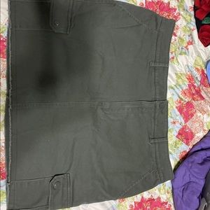 Army green mini skirt